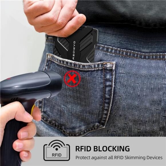 Men's Ultra-Thin Aluminum Wallet with RFID Blocking, Black, 15 Card Slots - Picture 4 of 7